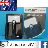 CAMEC CARAVAN GRAB HANDLE (BLACK) WITH 12V LED LIGHT. WITH ON / OFF  SWITCH 