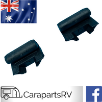 CARAVAN WIND OUT WINDOW END PLUGS X 2 (1 PAIR) . BLACK PLASTIC ITEM.