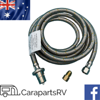 2m x  Stainless Steel Braided Gas Hose x 3/8" Flare to suit Weber BBQ, Caravan and RV