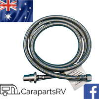 2m x  Stainless Steel Braided Gas Hose x 3/8" Flare to suit Weber BBQ, Caravan and RV