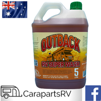 OUTBACK CARAVAN AND RV SUPER WASH X 5 LITRES. REMOVES RED DIRT ROAD STAINS