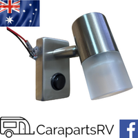 12V LED Caravan Wall or Reading Light. Brushed Silver by QLED. 9V to 16V Range