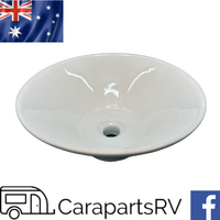420mm x 175mm Diameter Round White China Vanity Basin. Counter Top Or Recessed