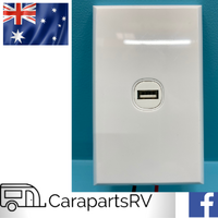 AREIAL / CES WHITE USB PORT / SINGLE GANG WALL PLATE. 12V DC. PRE-WIRED FOR CARAVANS