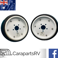 2 X CARASTOW 5 STUD CARAVAN / POP TOP STORAGE WHEELS. SUITS FORD AND HOLDEN