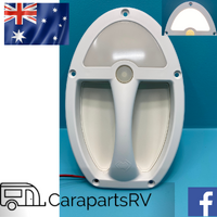 CARAVAN 12V TEAR DROP GRAB HANDLE AND LED NIGHT LIGHT. FULLY ASSEMBLED IN WHITE