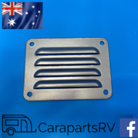 ALUMINIUM CARAVAN VENT IN SILVER FINISH. SIZE 98mm X 73mm. PRE-DRILLED