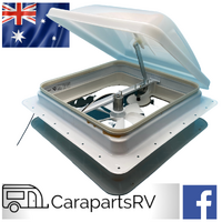 355mm x 355mm Caravan Hatch or Shower Roof Vent with12v Fan & flyscreen 650-00090