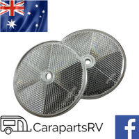 2 x 80mm Round White Relectors. Vintage Style ADR Approved.