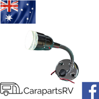12V LED Reading or Wall Light with Switch. Flex Shaft & Pre-Wired. for Caravan or Boat