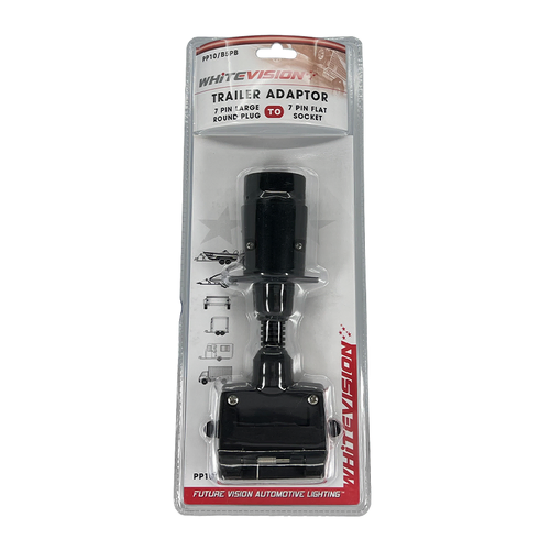 Whitevision Trailer Adaptor - Large Round 7 Pin Plug to Flat 7 Pin Socket