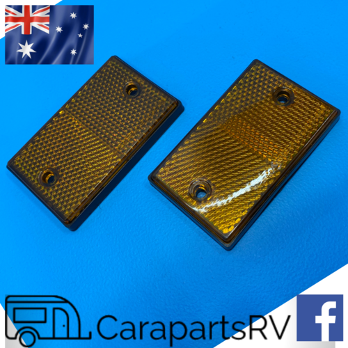 AMBER REFLECTORS X 2. SIZE 75mm X 45mm. ADR COMPLIANT. By Whitevision
